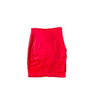 Gianni Versace 90's Vintage Mini Skirt High Waist Red Satin Bodycon Size: 38